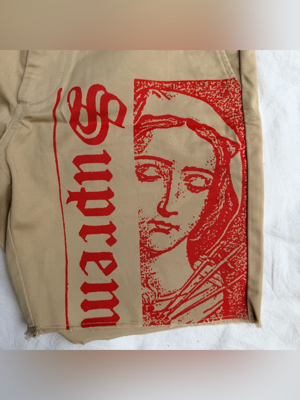 Supreme Mother Mary Cut Off Khaki Shorts - Picture 3 of 4
